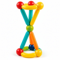 Set de constructie din piese magnetice educative pentru copii 128 de piese, multicolor