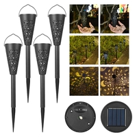 Set 12 Lampi Solare Led pentru Gradina, Flippy, Tip Torta, 36 x 6.8 cm, Buton On-Off, Lumina Alb Cald, Negru