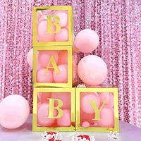 Set 4 Cutii pentru Baloane, Flippy, Model Simplu, Tematica Aniversare, Cuburi Decorative din Plastic, Accesorii pentru Petrecere, 30 x30 cm