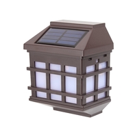 Lampa solara LED tip Felinar pentru perete, Flippy, Set 2 Bucati, 11.5 x 8.3cm, 1.2V, ABS, 400mAh, Lumina Alb Cald, Maro