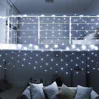 Instalatie Craciun, Tip Plasa, IP 44, 3 x 1 m, 160 LED-uri, Alb rece, 8 jocuri de lumini, Transformator cu telecomanda, Interconectabila, Prelungitor 5 m inclus, Fir transparent, Vafy