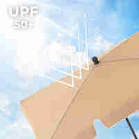 SONGMICS Umbrela terasa sau gradina reglabila, inclinare 2 directii, protectie UV UPF 50+, husa inclusa, 230x150 cm, maro taupe