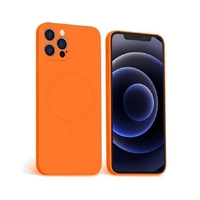 Husa protectie Vafy compatibila cu Apple iPhone 12 Mini Mag Safe Silicone Portocaliu