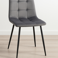 Scaun living tapitat cu catifea, spatar matlasat, 44x54x89 cm, gri