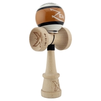 Kendama X Zen Series Originala, Profesionala, Flippy, Cupe Mari KING SIZE V3, Super Sticky, Gaura in Baza, Rulment Metalic, din lemn 18 cm, Ata 62/65 cm, Maro