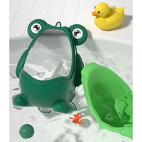 Pisoar pentru Baieti, Flippy, 0-8 Ani, in Forma de Broasca, Perie Inclusa, Montare pe Perete, Carlig Autoadeziv Inclus, 29 x 22.5 cm, Verde