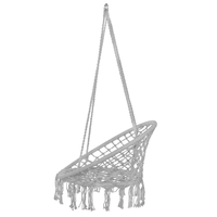 Scaun rotund tip leagan suspendat pentru casa sau gradina, cu franjuri, 150kg, gri