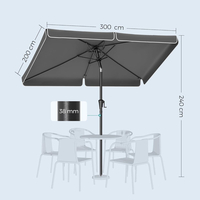 SONGMICS Umbrela de gradina cu manivela, UPF 50+, inclinare 30°, structura metalica, 300x200 cm, gri