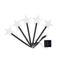 Set 5 Lampi solare LED de exterior Model Stea, pentru gradina, Vafy, 35.5 cm, Alb Cald