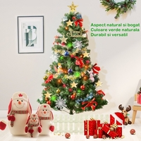 Brad de Craciun artificial cu suport inclus Flippy, 155 cm, 600 ramuri/varfuri, material plastic, suport clasic, fara iluminare, utilizat pentru interior/exterior, verde