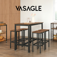 VASAGLE Masa de bar dreptunghiulara cu cadru metalic, 3 rafturi, design industrial, 109x60x100cm, maro vintage si negru