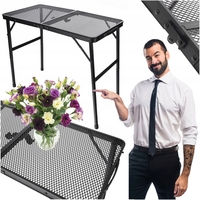 Masa pliabila metalica pentru gradina sau drumetie, 80x40x66cm, inaltime reglabila, neagra