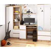Birou computer PIKSEL, cu sertar, dulap si raft pentru tastatura, stanga, 90x50x77 cm, stejar sonoma si alb