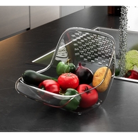 Cos de Spalat Legume/Fructe, Vafy, cu Scurgere Apa, din PET, 15.5 x 18.6 x 16.2 cm, Gri