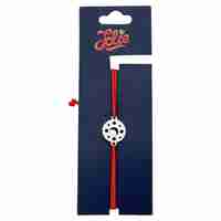 Martisor Bratara Inox pentru Copii, Jolie, Model Luna cu Stele, din Inox si Metal Inox, Snur Rosu, Argintiu