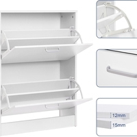 VASAGLE Dulap pantofi cu 2 usi rabatabile, din MDF, pentru 8-12 perechi, 60x24x84cm, alb