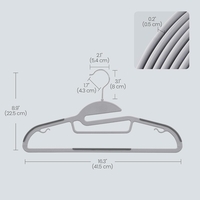 SONGMICS Set de 20 de umerase subtiri din plastic, antialunecare, cu deschidere U, carlige rotative 360°, 42 cm, gri