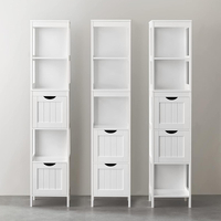 VASAGLE Dulap de baie tip coloana, din MDF, cu 2 sertare si 3 rafturi, 30x30x142 cm, alb