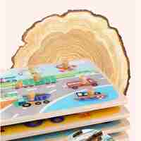 Puzzle Montessori din Lemn pentru Copii, Flippy, 3D, 0-3 Ani, Model Bucatarie, Educativ, Intuitiv, Creativ, 10 Piese, 30x22.5x0.8 cm, Multicolor