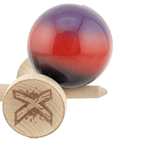 Kendama X Originala, Profesionala, Flippy, Big Cups V2, Super Sticky Cupe Mari, Rulment Metalic cu Ata 55 cm, Mov/Rosu/Negru