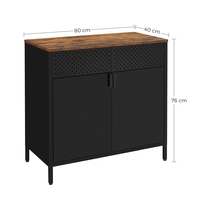 SONGMICS Dulap depozitare metalic cu 2 usi, raft reglabil, cadru otel, stil industrial, 80x40x76 cm, negru si maro rustic