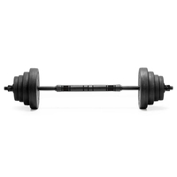 Set gantere, bara si kettlebell ajustabil 30 kg, 16 discuri, conector si suport dedicat, negru