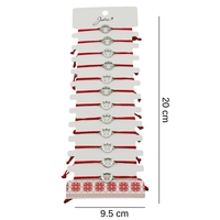 Bratara Martisor pentru Dama, Jolie, Model Inger in Cerc, Set 12 bucati, Pandativ Argintiu din Inox cu Snur Rosu Ajustabil