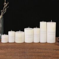 Lumanare Decorativa, Flippy, din Parafina, Cilindrica, Fara Fum si Fara Parfum, 7 x 15 cm, 500 g, Ardere 72h, Ivory Alb
