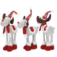 Figurina Craciun, Ren, picioare telescopice, iluminare LED, 61cm
