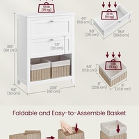 VASAGLE Dulap baie cu 2 sertare, 2 cosuri si raft, separatoare reglabile, MDF, 30x60x80 cm, alb