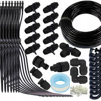 Set irigare gradina cu micro-aspersoare rotative, furtun PVC 30 metri, sistem udare plante si sere, negru