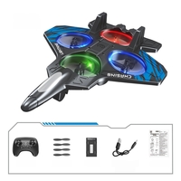 Avion de Lupta cu Telecomanda, Flippy, Tip Drona, din EVA (Spuma), cu Telecomanda, Incarcare USB, 2.4 GHz, Rotire 360°, Zbor pana la 120 m, LED, 25.5 x 18 x 5.2 cm, Negru-Albastru