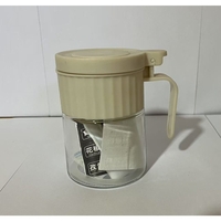 Recipient Condimente, Vafy, din Stilca, 180 ml, cu Maner si Lingurita, 10.6 x 7 x 7 cm, Capac Mat, Alb