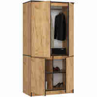 Dulap cu 4 usi, rafturi si bara pentru umerase, PAL laminat, 90x51x180 cm, stejar craft