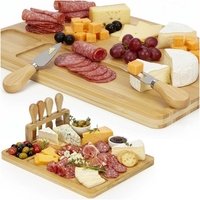 Set servire branzeturi cu platou din bambus si accesorii, 35x28x8 cm, maro natur