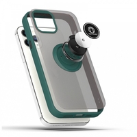Husa Anti Fall Metal Bracket pentru Apple iPhone 14, Rezistenta la socuri, Margini colorate, Cu inel de prindere magnetic, Vafy, Verde