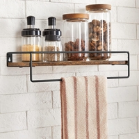 VASAGLE Set 2 rafturi perete cu bara metalica, stil industrial, 40x16x9 cm, maro rustic