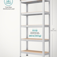 SONGMICS Raft cadru metalic modular pentru depozitare, 5 polite, 150x75x30cm, sarcina 650 kg, argintiu