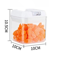 Cutie de Depozitare Alimente, Flippy, Cutie de Depozitare tip Container pentru Bucatarie, cu Capac, Inchidere Ermetica, Cutie pentru Cereale, 10.5 x 10 x 10 cm, volum 0.5 L, Alb