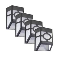 Set 4 Lampi Solare Led pentru Gradina, Flippy, Model Geometric, 11.8 x 8.6 x 5 cm, Buton On-Off, Lumina Multicolora, Negru/Alb