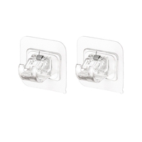 Set 2 Carlige Adezive Transparente, Flippy, Rezistente la Apa, 5 kg, Plastic, 6x6x4 cm