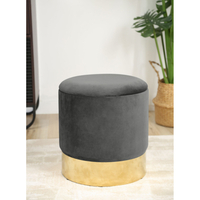 Taburet tapitat rotund Golden cu spatiu de depozitare, velur, 39x39x40 cm, gri