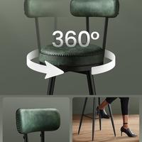 VASAGLE set 2 scaune de bar rotative 360°, cu spatar, inaltime 101 cm, piele sintetica, cadru otel, stil modern, verde