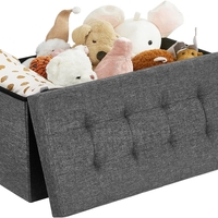 SONGMICS Taburet pliabil cu sezut moale, spatiu de depozitare 80litri, maxim 300kg, 76x38x38cm, gri
