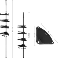 SONGMICS Etajera colt dus, 4 rafturi, inaltime reglabila 85-305 cm, otel si plastic PP, negru