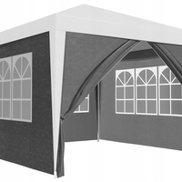 Pereti laterali pavilion 295x195 cm, set 4 bucati, cu ferestre si usa, PE impermeabil, gri