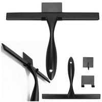 Racleta pentru baie din inox cu suport adeziv, lama 25 cm, finisaj mat negru