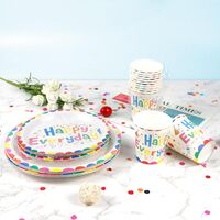 Set 10 Pahare de Carton, Flippy, Model Happy Everyday, 13 x 7 x 5 cm, Multicolor