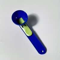 Lingura pentru Proteine, Vafy, Lingura cu Palnie Culisanta, Lingura Dozator pentru Lapte Praf si Suplimente, 12.5 cm, Albastru