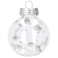 Set globuri de Craciun Inedit, 30 bucati, 6cm, transparente si argintiu